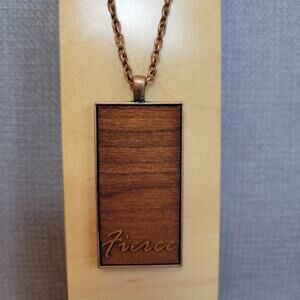 FIERCE  NWT  Copper Wood Pendant Necklace Copper Link Chain USA Handcrafted